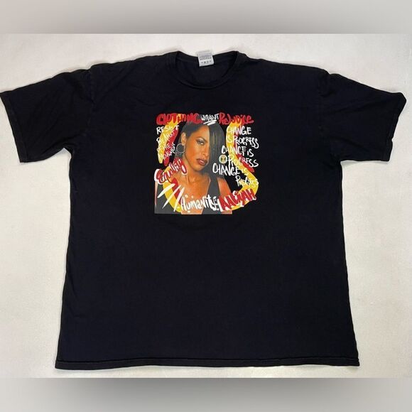Aaliyah Cross Colours Baby Girl Graphic T-shirt Men XXL Oversized Black Music - Picture 1 of 6